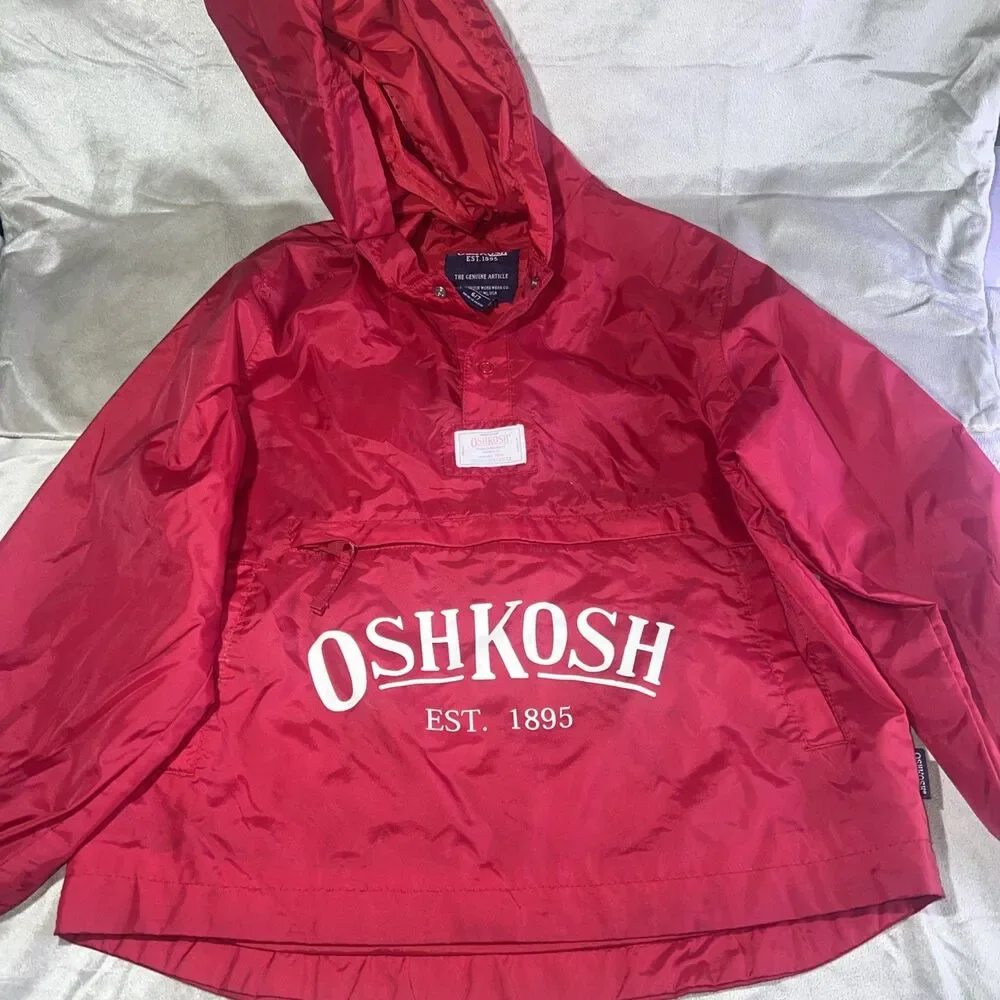 Oshkosh Hooded Pullover Rain Windbreaker Red Boys 6/7